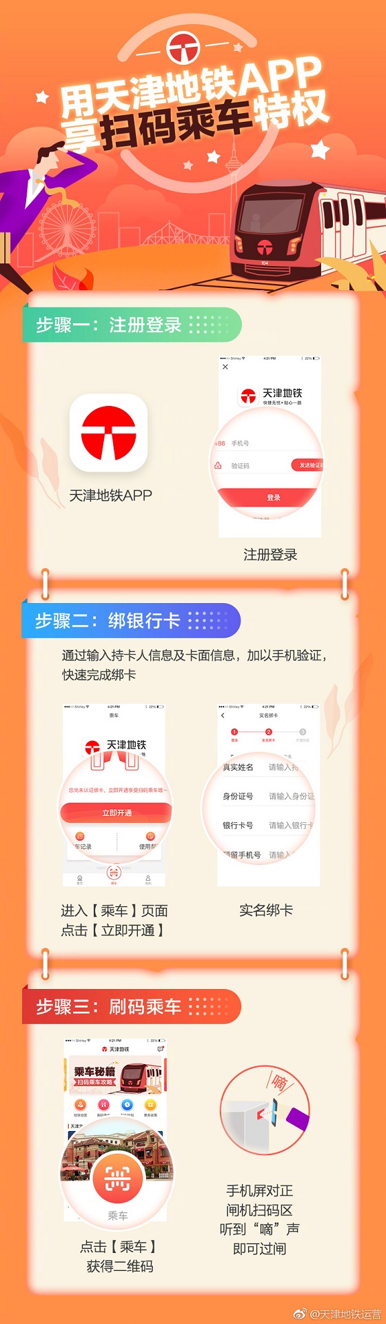 天津地铁APP二维码扫码乘车上线 支持绑定10家银行