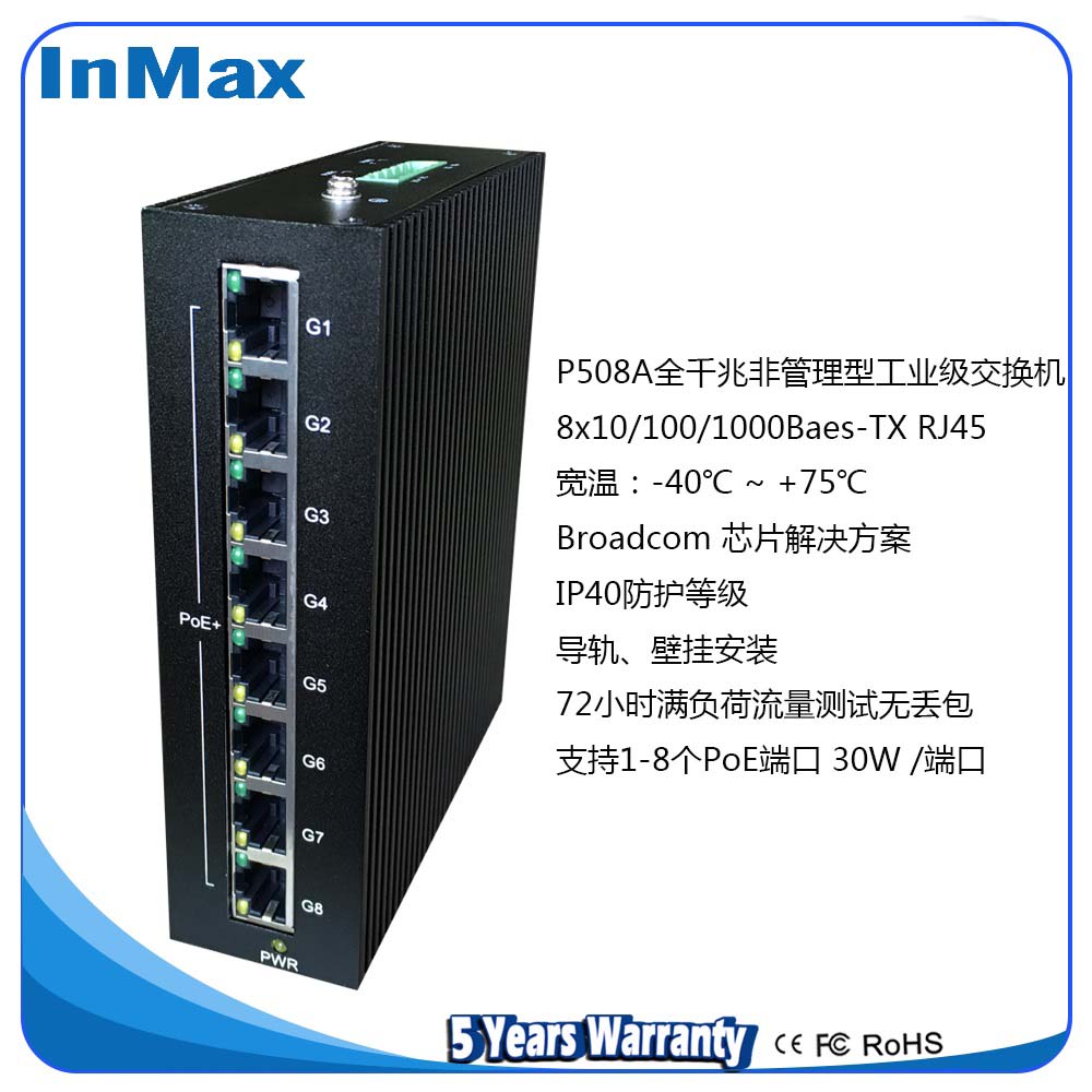 8电口全千兆PoE工业交换机